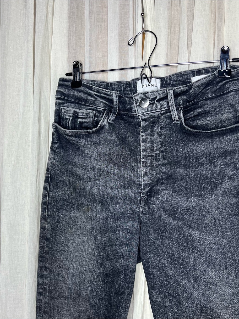 FRAME Dark Gray Le One Skinny Crop Jeans - Picture 3 of 6